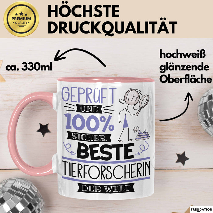 Beste Tierforscherin Der Welt Tasse Geschenk für Eine Tierforscherin Geprüft Und Sicher Geschenkidee Geburtstag Weihnachten Rosa Trendation
