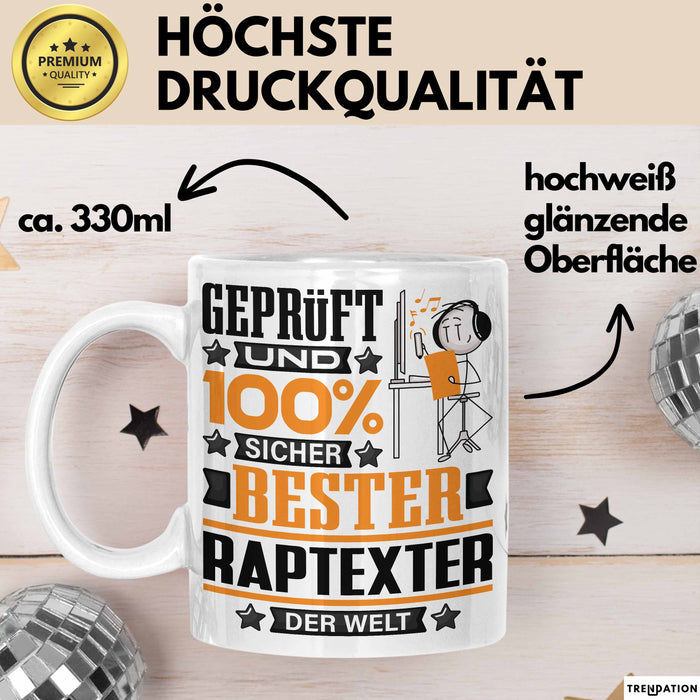 Raptexter Geschenk Lustiger Spruch für Raptexter Geschenkidee Bester Raptexter Der Welt Weiß Trendation