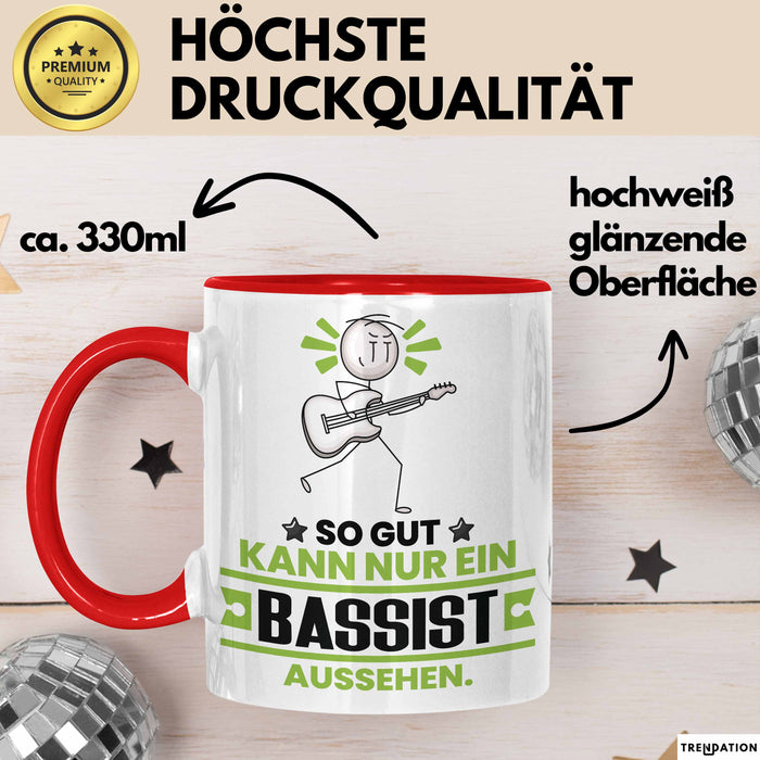 Bassist Geschenk Tasse So Gut Kann Nur Ein Bassist Aussehen Geschenkidee Kaffee-Becher Rot Trendation