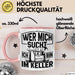 Handwerker Geschenk Tasse Wer Mich Sucht Ich Bin Im Keller KFZ Mechaniker Hausmeister Elektroniker Anlagenmechaniker Heimwerker Rosa Trendation