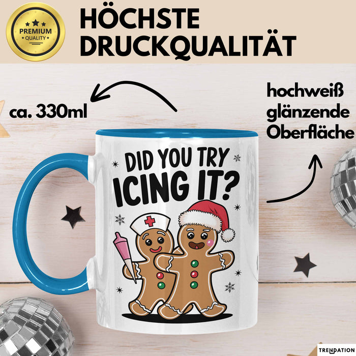 Sarkastische Weihnachtsfeier Tasse Geschenk Lustige Geschenkidee Spruch Hast Du Versucht Es Zu Kühlen Blau Trendation