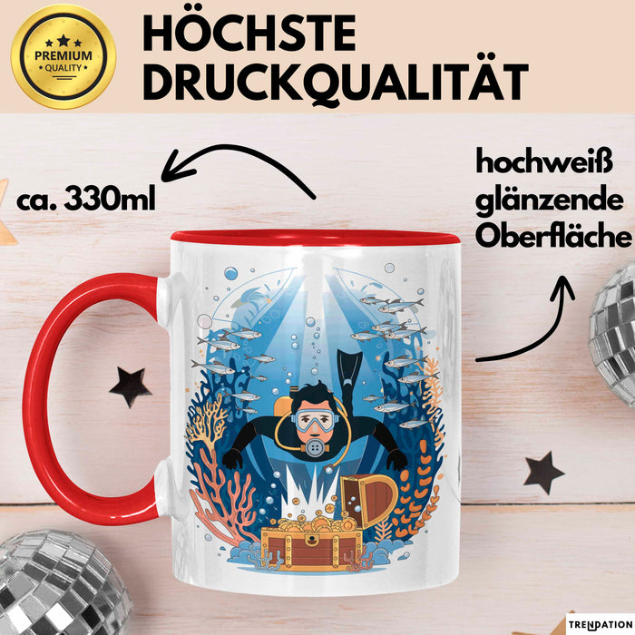 Taucher Tasse Geschenk Lustige Geschenkidee Spruch Für Ozean Abenteurer Rot Trendation