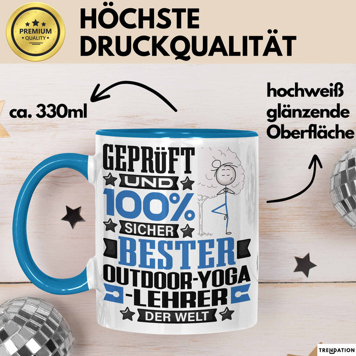 Outdoor-Yoga-Lehrer Geschenk Lustiger Spruch für Outdoor-Yoga-Lehrer Geschenkidee Bester Outdoor-Yoga-Lehrer Der Welt Blau Trendation