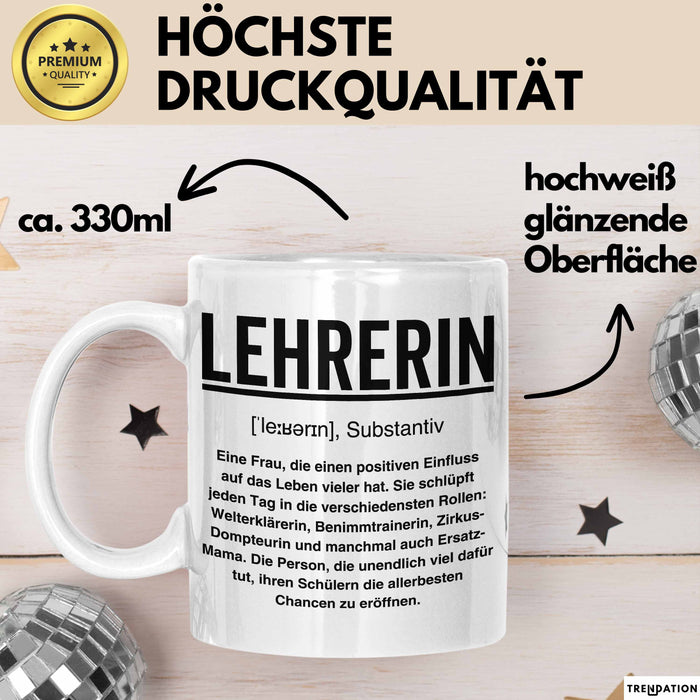 Unterricht Lehrer Wertschätzung Tasse Geschenk Lustige Geschenkidee Spruch Lehrerin Weiß Trendation