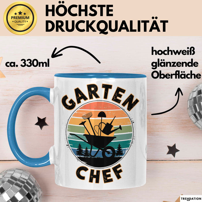 Garten Pflanzen Gärtner Tasse Geschenk Lustige Geschenkidee Spruch Garten Chef Blau Trendation