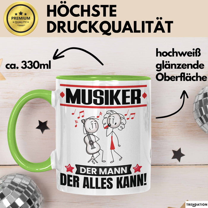 Musiker Tasse Geschenk für Musiker Der Mann Der Alles Kann Geschenkidee zum Geburtstag Grün Trendation