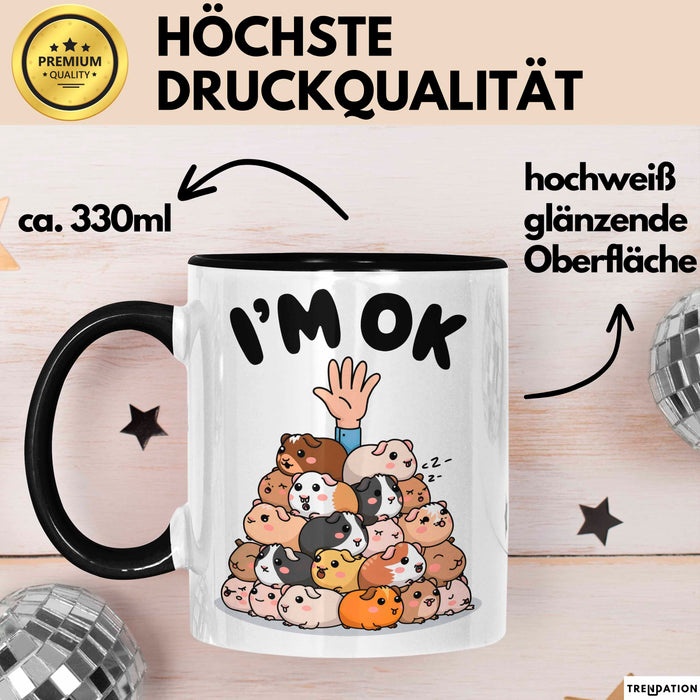 Meerschweinchen Tierliebhaber Tasse Geschenk Lustige Geschenkidee Spruch Schwarz Trendation