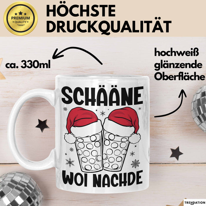 Weihnachten Tasse Geschenk Schääne Woi Nachde Kaffee-Becher Weiß Trendation