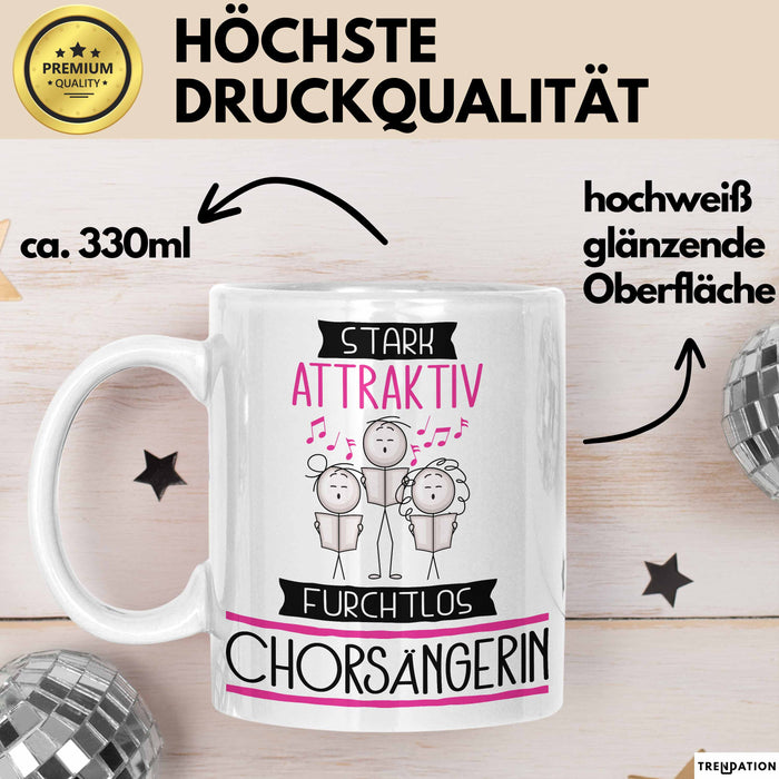 Chorsängerin Tasse Geschenk Becher Stark Attraktiv Furchtlos Chorsängerin Lustige Geschenkidee Weiß Trendation