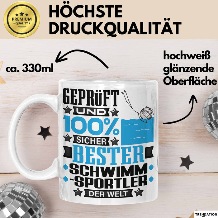 Schwimmsportler Geschenk Lustiger Spruch für Schwimmsportler Geschenkidee Bester Schwimmsportler Der Welt Weiß Trendation
