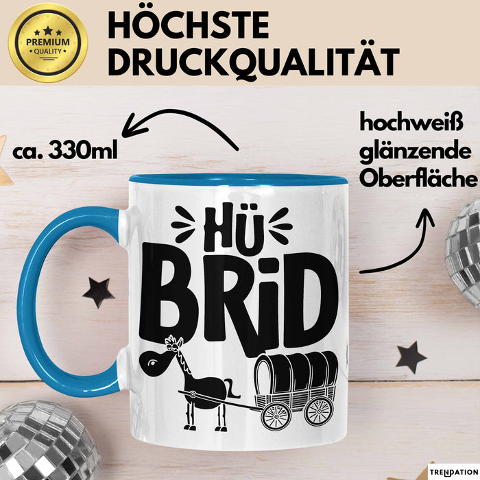 Hü Brid Tasse Geschenk Esel Hybrid Lustiges Hybrid Auto Pferd Esel Geschenkidee E-Auto Elektroauto Blau Trendation