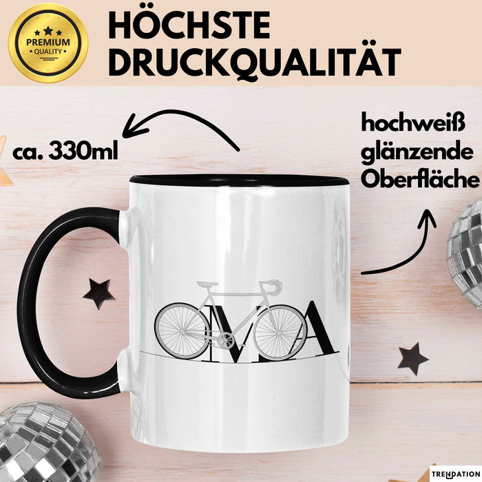 Oma Großmutter Tasse Becher Geschenk Lustige Geschenkidee Spruch Oma Fahrrad Radfahren Trendation