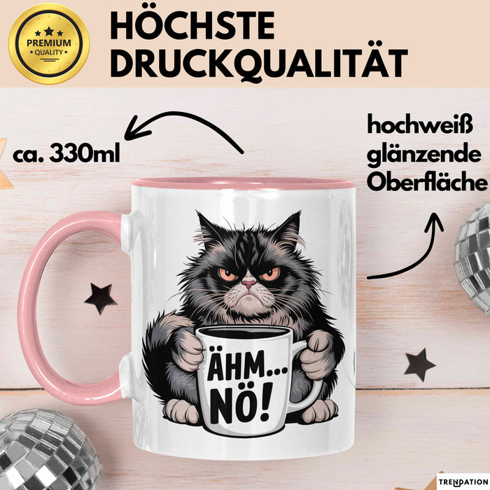 Katzen Tierliebhaber Tasse Geschenk Lustige Geschenkidee Spruch Ähm Nö Rosa Trendation