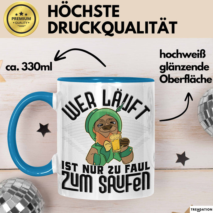 Wandern Tasse Geschenk für Wanderer Männer Geschenkidee Wer Läuft Ist Nur Zu Faul Zum Wandern Berge Wandern Blau Trendation