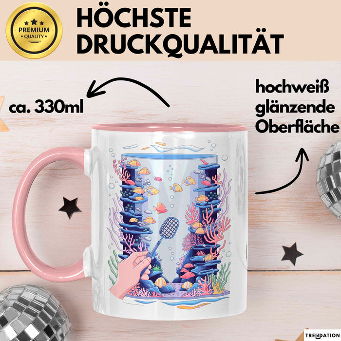Aquarianer Tasse Geschenk Lustige Geschenkidee Spruch Für Fisch Halter Rosa Trendation
