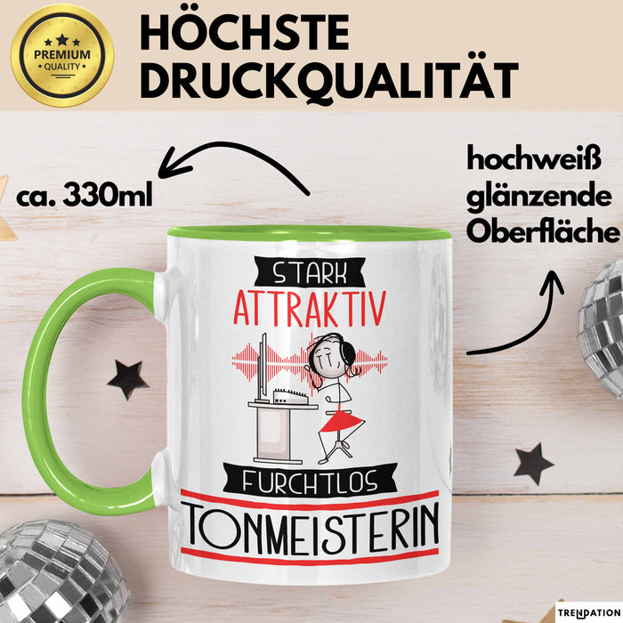Tonmeisterin Tasse Geschenk Becher Stark Attraktiv Furchtlos Tonmeisterin Lustige Geschenkidee Grün Trendation