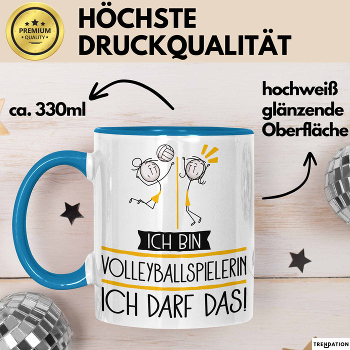 Geschenk für Volleyballspielerin Tasse Lustige Geschenkidee Geburtstag Ich Bin Volleyballspielerin Ich Darf Das Blau Trendation