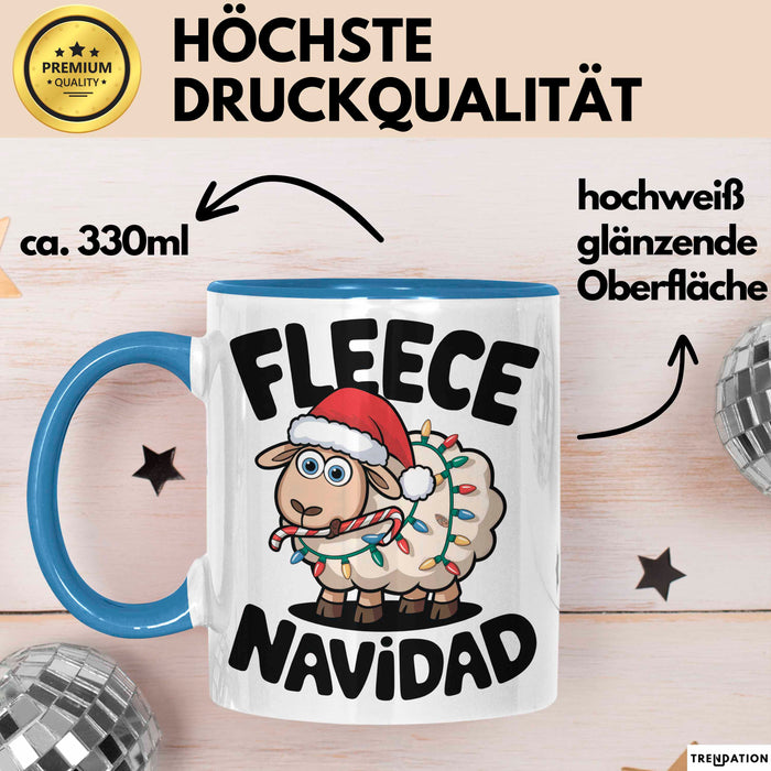 Schaf Tier Bauer Tasse Becher Geschenk Lustige Geschenkidee Spruch Fleece Navidad Blau Trendation