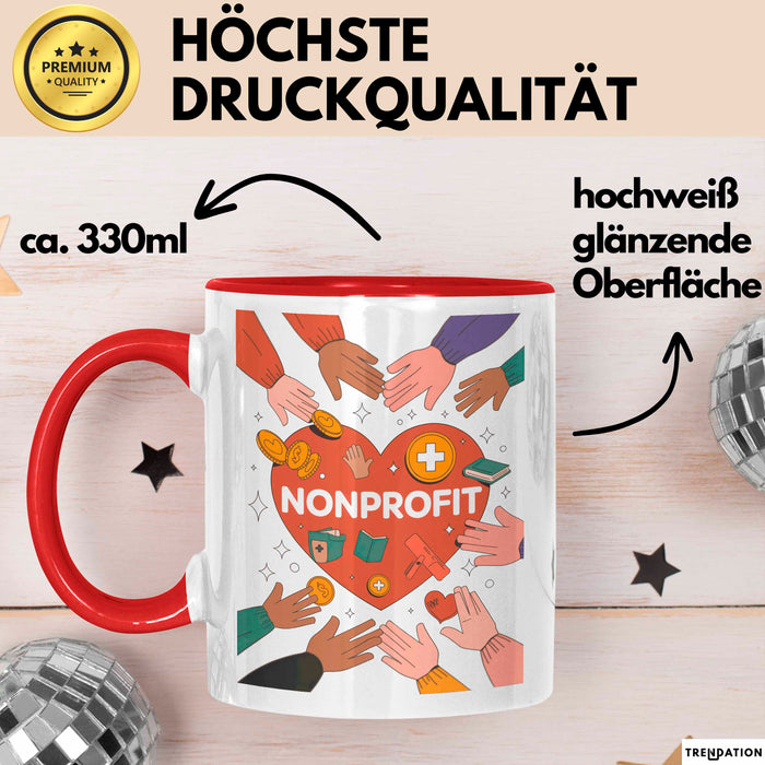 Nonprofit Mitarbeiter Tasse Geschenk Lustige Geschenkidee Spruch Für Gemeinschafts Helfer Rot Trendation