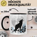 Wolf Tasse Geschenk Heulender Wolf Vollmond Grafik Geschenkidee Schwarz Trendation