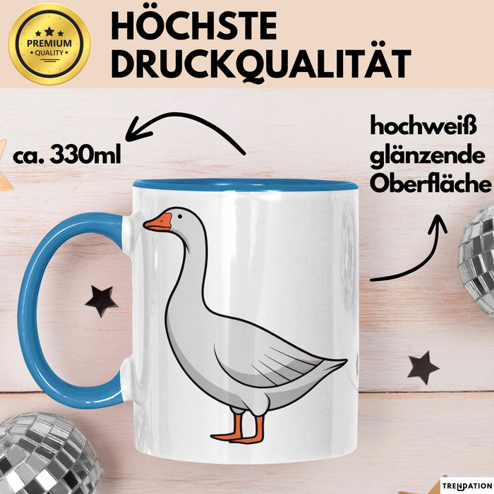 Gans Tier Gänse Bauer Tasse Becher Geschenk Lustige Geschenkidee Spruch Blau Trendation