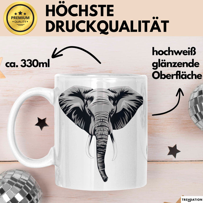 Elefant Tier Tasse Geschenk Lustige Geschenkidee Spruch Weiß Trendation