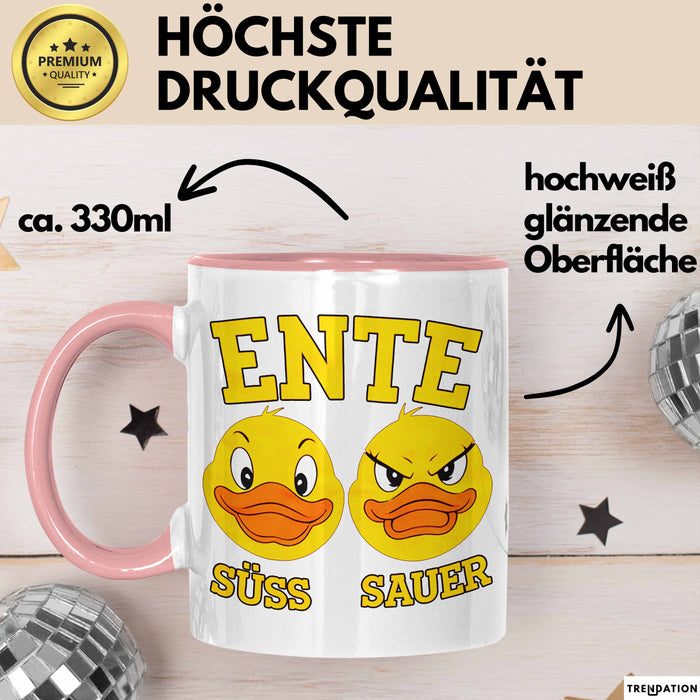 Quietscheente Tier Tasse Geschenk Lustige Geschenkidee Spruch Ente Süss Sauer Rosa Trendation