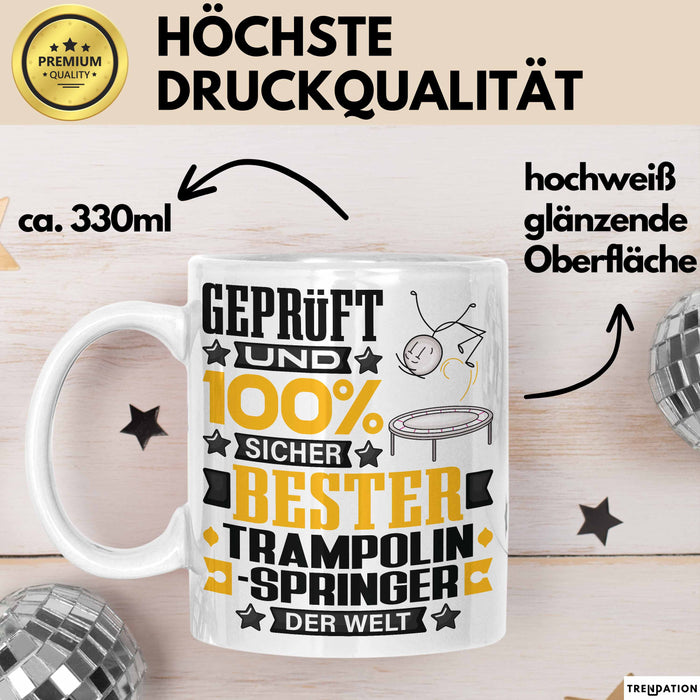 Trampolinspringer Geschenk Lustiger Spruch für Trampolinspringer Geschenkidee Bester Trampolinspringer Der Welt Weiß Trendation
