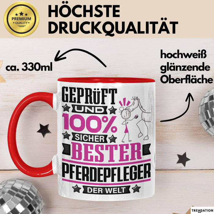 Pferdepfleger Geschenk Lustiger Spruch für Pferdepfleger Geschenkidee Bester Pferdepfleger Der Welt Rot Trendation