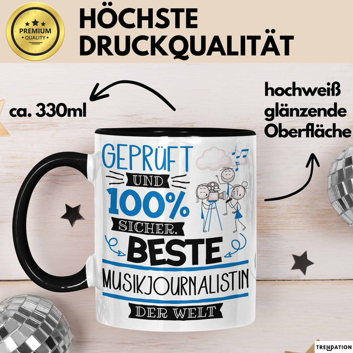 Beste Musikjournalistin Der Welt Tasse Geschenk für Eine Musikjournalistin Geprüft Und Sicher Geschenkidee Geburtstag Weihnachten Trendation