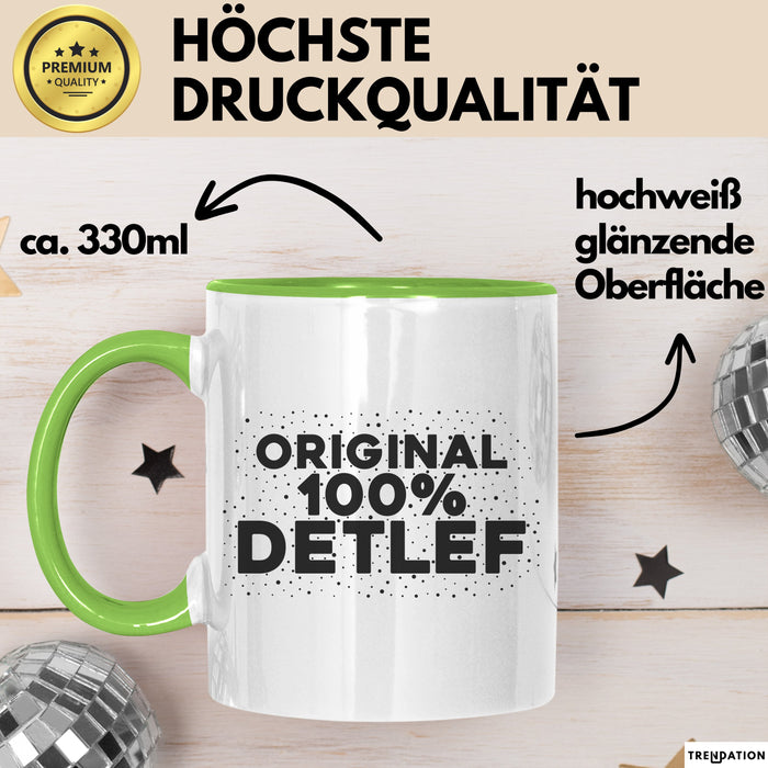 Detlef Tasse Original 100% Detlef Geschenk Grün Trendation