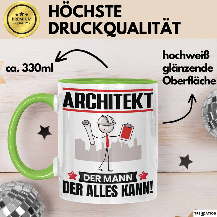 Architekt Tasse Geschenk für Architekt Der Mann Der Alles Kann Geschenkidee zum Geburtstag Grün Trendation