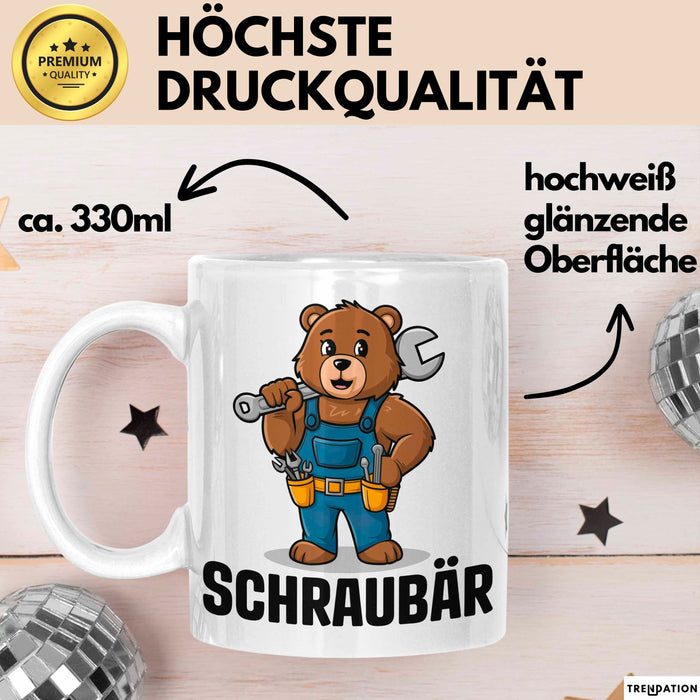 Auto Kfz Mechaniker Tasse Geschenk Lustige Geschenkidee Spruch Schraubar Weiß Trendation