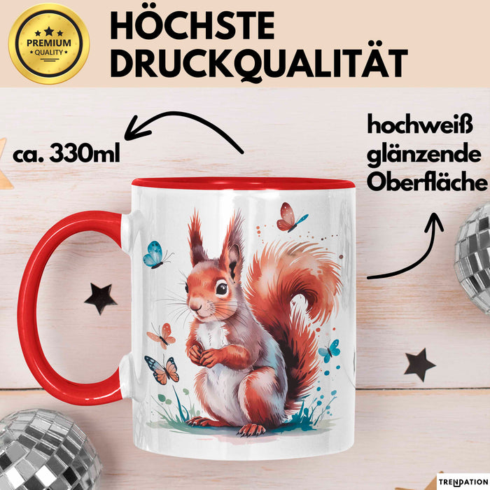 Eichhörnchen Tierliebhaber Tasse Geschenk Lustige Geschenkidee Spruch Rot Trendation