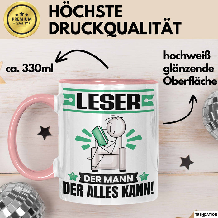 Leser Tasse Geschenk für Leser Der Mann Der Alles Kann Geschenkidee zum Geburtstag Rosa Trendation