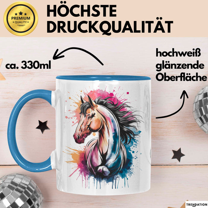 Pferde Tierliebhaber Tasse Geschenk Lustige Geschenkidee Spruch Blau Trendation