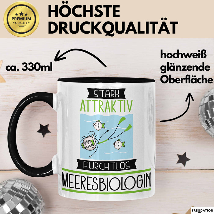 Meeresbiologin Tasse Geschenk Becher Stark Attraktiv Furchtlos Meeresbiologin Lustige Geschenkidee Trendation