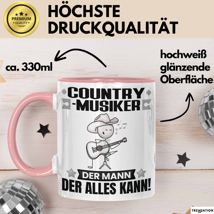 Country-Musiker Tasse Geschenk für Country-Musiker Der Mann Der Alles Kann Geschenkidee zum Geburtstag Rosa Trendation