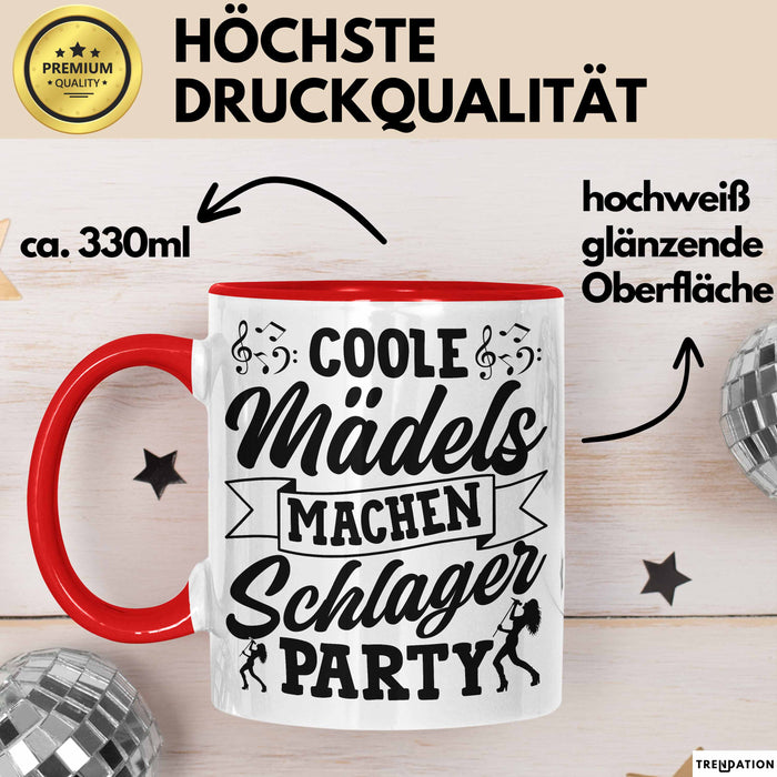 Schlager Tasse Geschenk Frauen Coole Mädels Machen Schlager Party Becher Rot Trendation