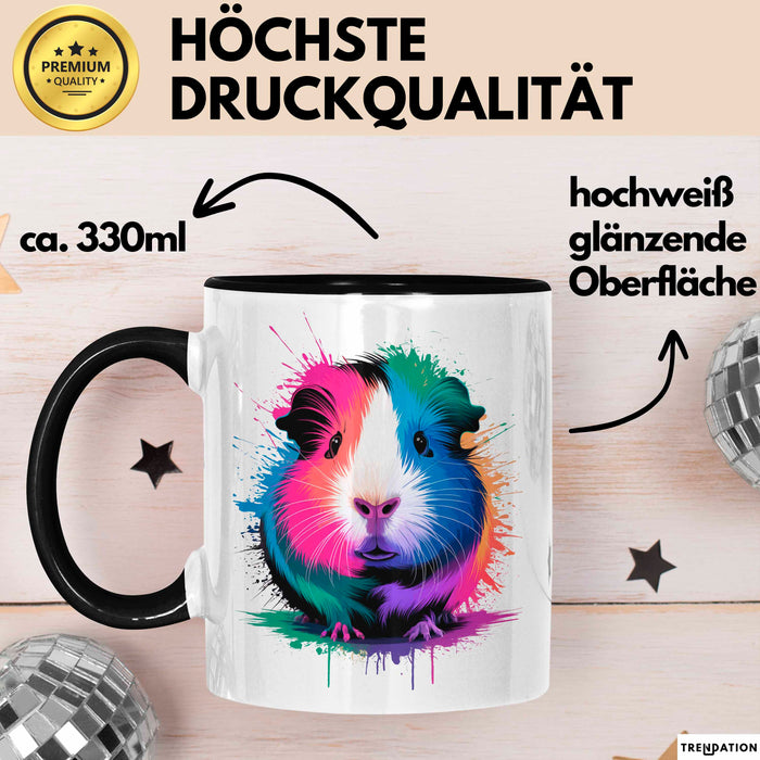 Buntes Meerschweinchen Tierliebhaber Tasse Geschenk Lustige Geschenkidee Spruch Schwarz Trendation