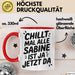 Sabine Tasse Geschenk Chillt Mal Alle Sabine Ist Ja Jetzt Da Geschenkidee Becher mit Name Rot Trendation