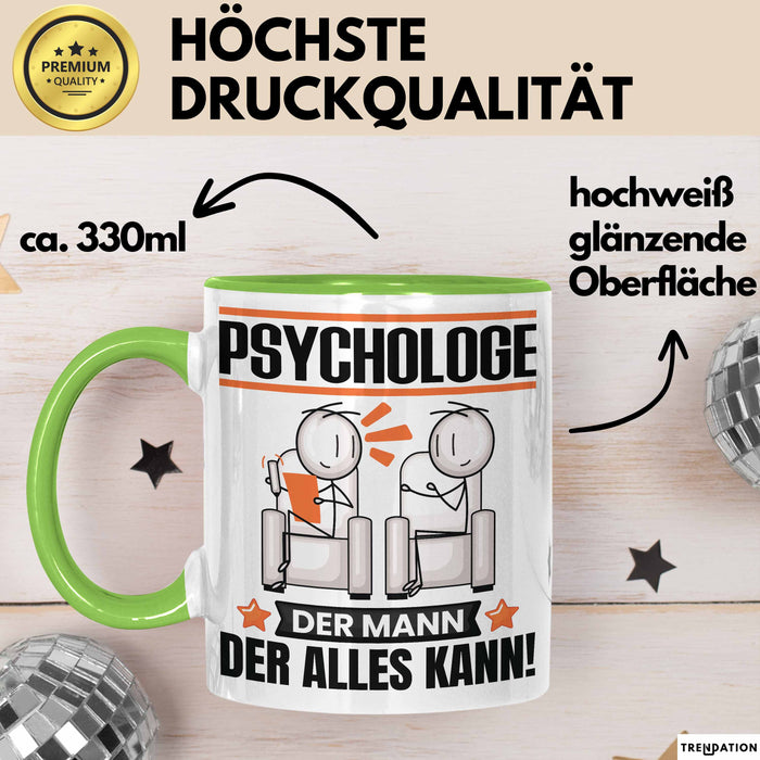 Psychologe Tasse Geschenk für Psychologe Der Mann Der Alles Kann Geschenkidee zum Geburtstag Grün Trendation
