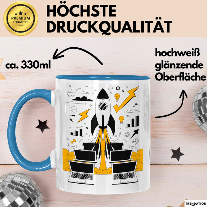 Startup Gründer Tasse Geschenk Lustige Geschenkidee Spruch Für Hustle Erbauer Blau Trendation