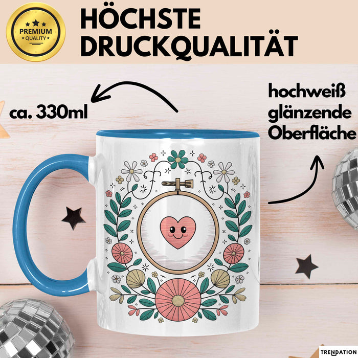 Stickerei Liebhaber Tasse Geschenk Lustige Geschenkidee Spruch Für Stich Künstler Blau Trendation