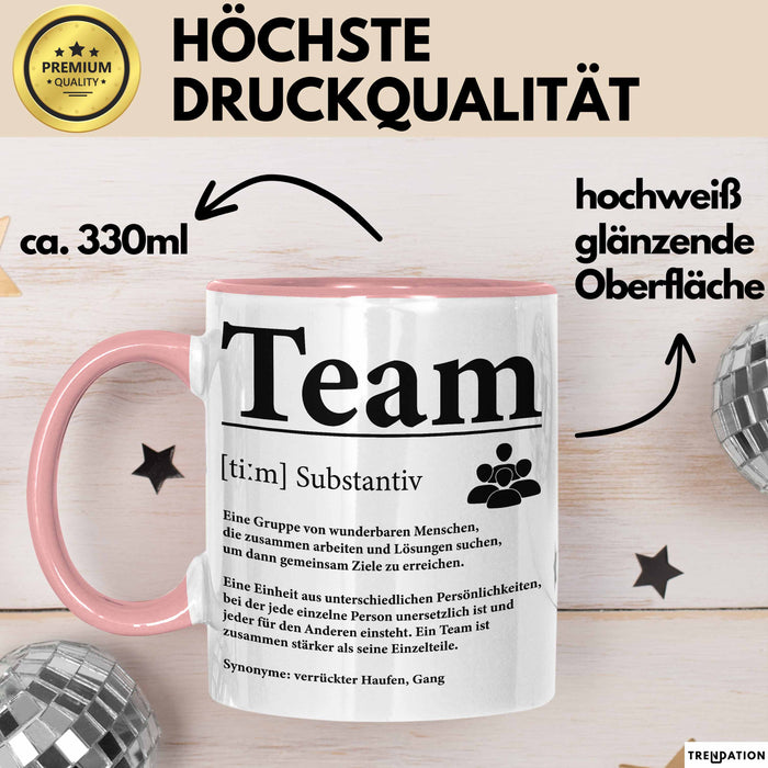 Büroarbeit Kollege Tasse Geschenk Lustige Geschenkidee Spruch Team Definition Rosa Trendation