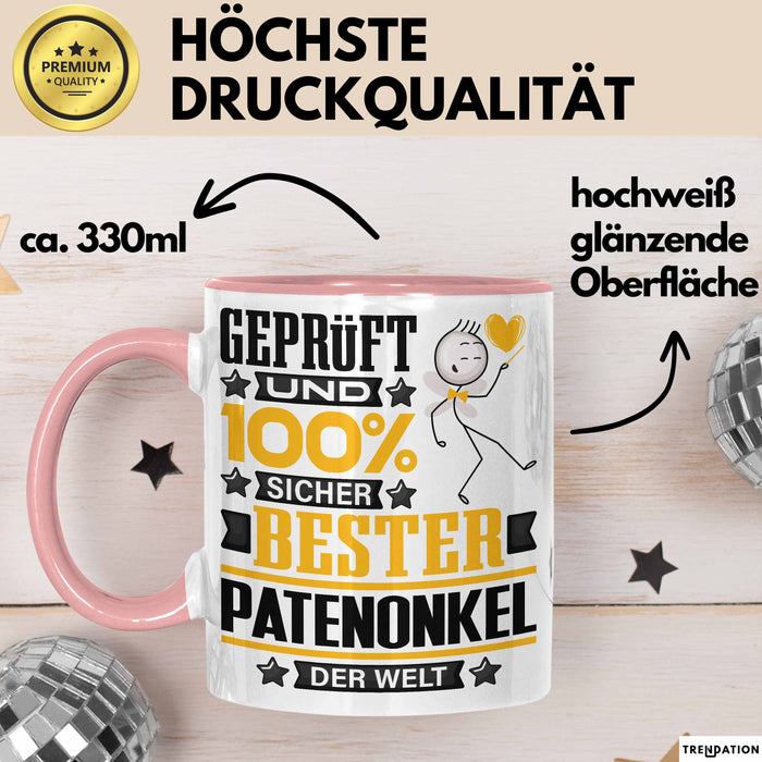 Patenonkel Geschenk Lustiger Spruch für Patenonkel Geschenkidee Bester Patenonkel Der Welt Rosa Trendation