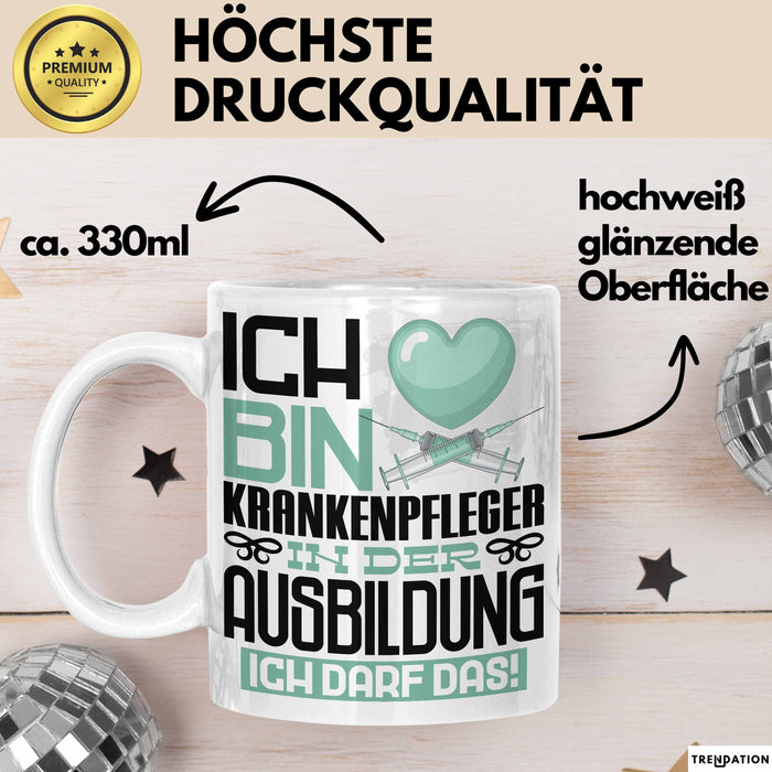 Krankenpfleger Ausbildung Tasse Geschenk Ich Bin Krankenpfleger In Der Ausbildung Ich Darf Das Geschenkidee Spruch Weiß Trendation