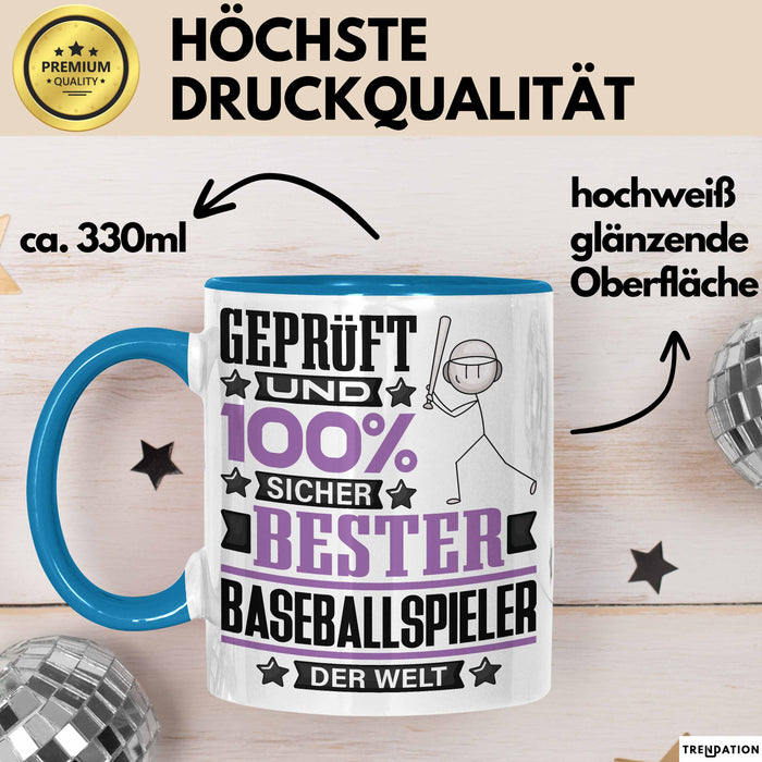 Baseballspieler Geschenk Lustiger Spruch für Baseballspieler Geschenkidee Bester Baseballspieler Der Welt Blau Trendation
