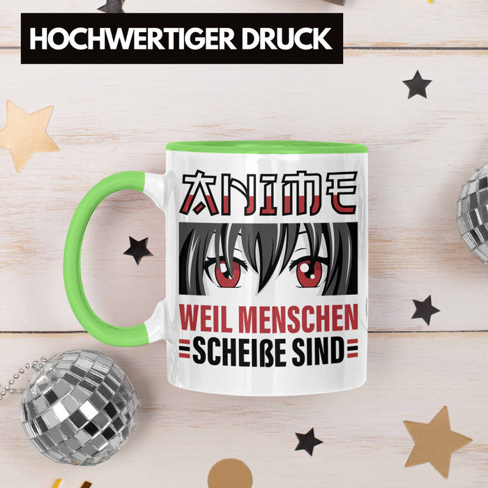 TRENDATION Anime Tasse Geschenk Spruch Kaffeetasse Grün Trendation