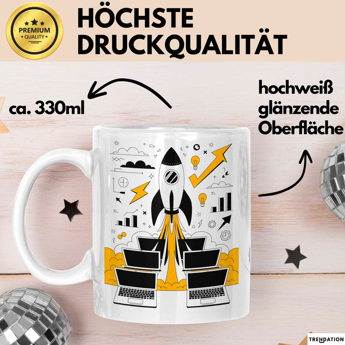 Startup Gründer Tasse Geschenk Lustige Geschenkidee Spruch Für Hustle Erbauer Weiß Trendation